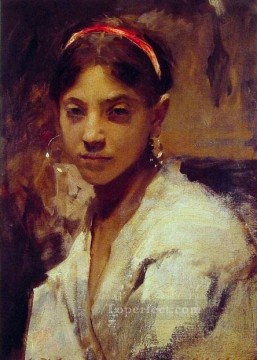 John Singer Sargent Painting - Head of a Capril Girl portrait John Singer Sargent